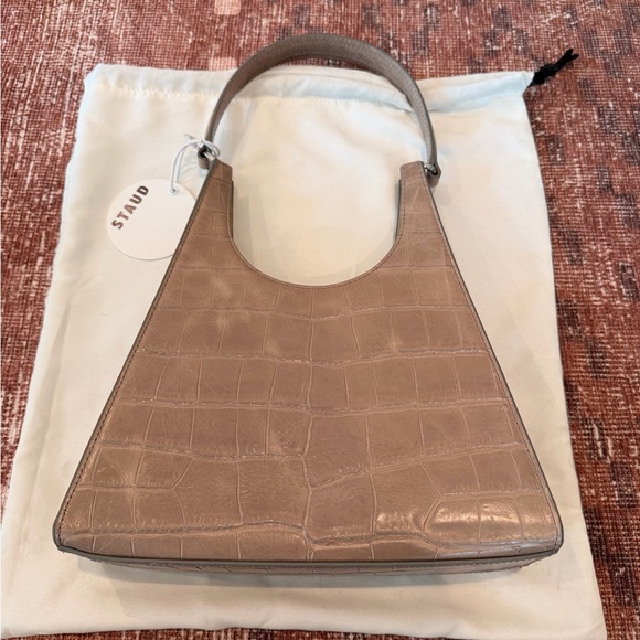 Staud French Gray Croc Embossed Shoulder Bag Leather - Picture 4 of 9